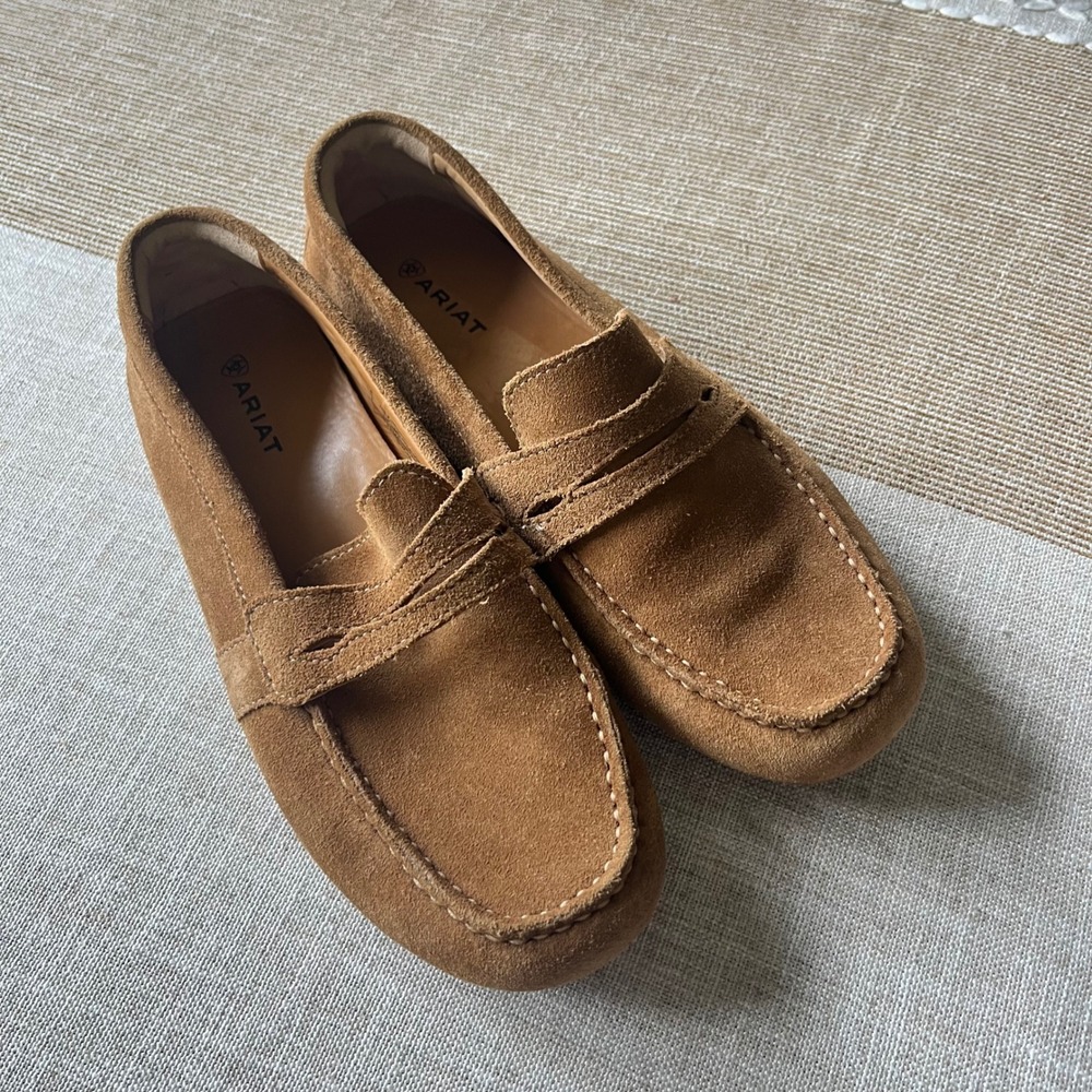 Ariat Womens Tan Suede Penny Driving Loafers 10061294 Size 7.5B